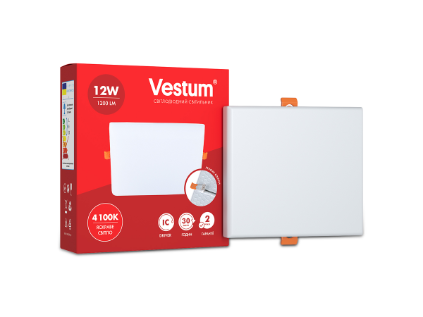 Світильник LED без рамки квадрат Vestum 12W 4100K