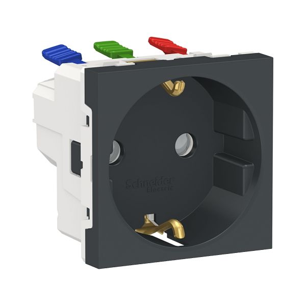 NU305754 Розетка з з/к зі шторками 16А самозажимні клеми Schneider Electric Unica New антрацит