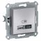 USB розетка тип A+C 2,4А Asfora Schneider Electric Алюминий EPH2700361