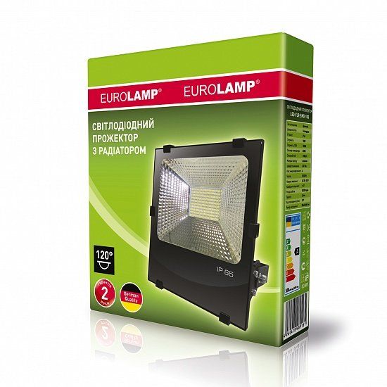 Прожектор SMD чорний з радіатором 100W 6500K High Рower EUROLAMP LED