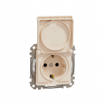 Розетка з заземленням, зі шторками, та з кришкою IP44 Бежевий Sedna Design Schneider Electric SDD212024