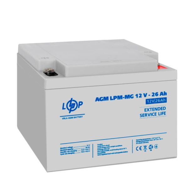 Акумулятор мультигелевий AGM LP LogicPower LPM-MG 12V - 26Ah під болт М5