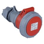 Розетка силова каучук TP electric переносна 32А-4 (3Р+РЕ) IP67 сірий червоний