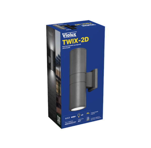 Светильник архитектурный настенный Violux Twix-2D под лампы 2х40W E27 IP54 черный