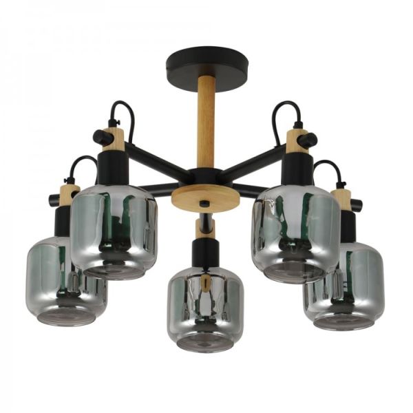 Світильник люстра Ardero BL1450-1 Denver 5хЕ14 під лампу скло чорний