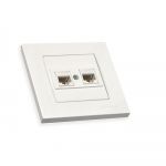 Розетка компьютерная RJ45 кат.5 UTP и телефонная RJ11 белая Mutlusan RITA
