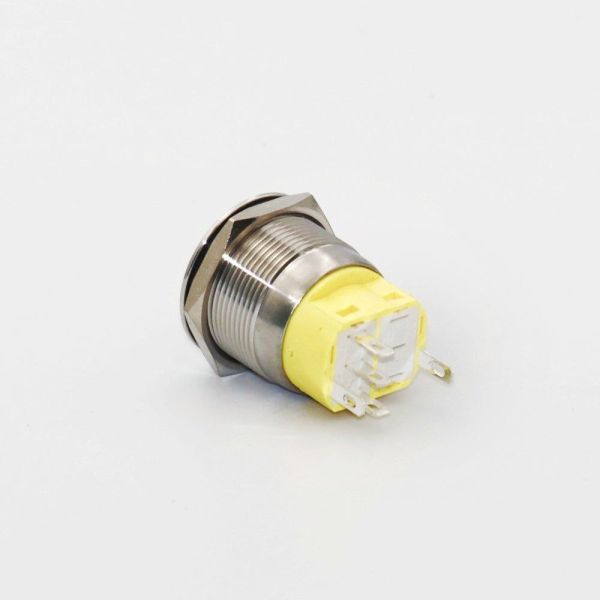 Кнопка металлическая Takel КНМ-UL-22-FJ-E 220V 1NO1NC плоская 5A зеленый
