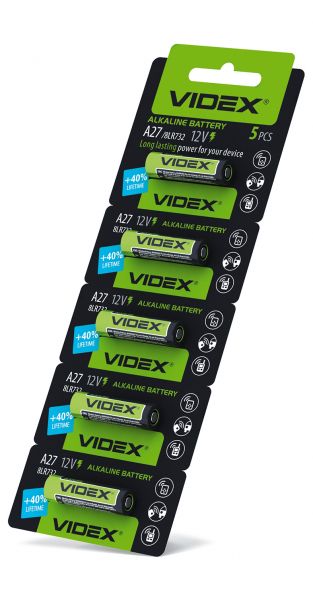 Батарейка щелочная Videx А27 5шт BLISTER CARD (цена за 1 штуку)