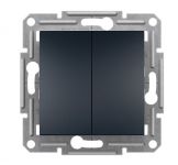 Выключатель двухклавишный кнопочный антрацит Asfora Schneider Electric EPH1100171
