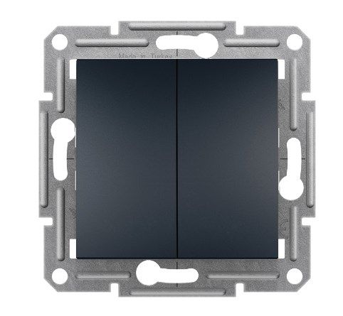Выключатель двухклавишный кнопочный антрацит Asfora Schneider Electric EPH1100171