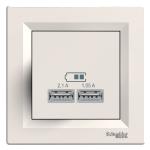 Розетка USB 2.0 port 5V DC max 2.1A кремовая Asfora Schneider Electric EPH2700223