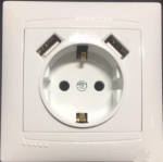 Розетка с заземлением + гнезда 2USB кремовая Sakura Lemanso LMR1136