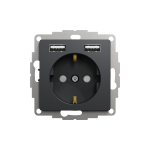 Розетка з заземленням + 2 USB тип А Чорний Sedna Design Schneider Electric SDD114052
