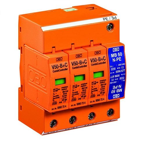 Розрядник ОПН для захисту від блискавки V 50-B+C 3+NPE 280V OBO Bettermann 5093654