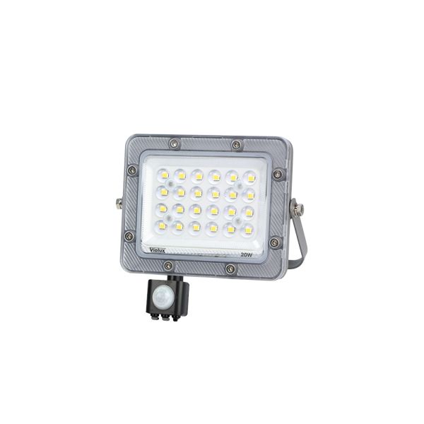 Прожектор led Violux Carbon-S 20W 5000K датчик руху 220V IP65 сірий