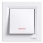 Выключатель одноклавишный с подсветкой белый Asfora Schneider Electric EPH1400121