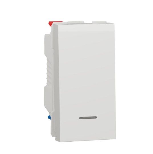 Переключатель проходной 1-клавишный с нейтралью, 10А, 1 модуль Schneider Electric Unica New белый