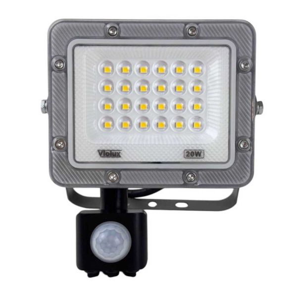 Прожектор led Violux Carbon-S 20W 5000K датчик руху 220V IP65 сірий