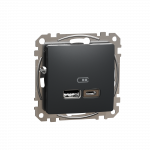 USB розетка тип A+C 2,4A Чорний Sedna Design Schneider Electric SDD114402
