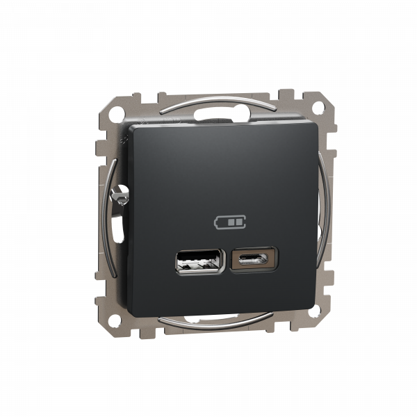 USB розетка тип A+C 2,4A Чорний Sedna Design Schneider Electric SDD114402