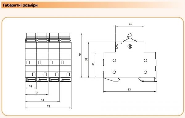 Перемикач |-О-||  3-пол., 40А/400В, 3м, ETI SSQ340