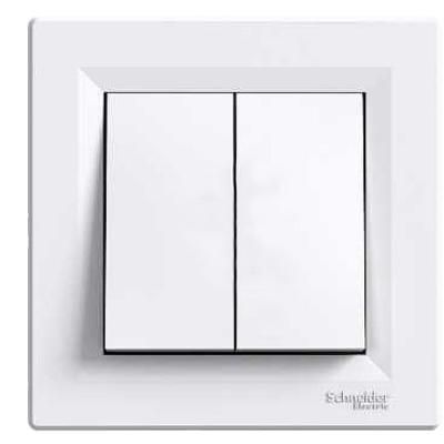 Выключатель двухклавишный кнопочный белый Asfora Schneider Electric EPH1100121