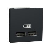 NU341854 Розетка USB подвійна 2.1А 2 модуля антрацит
