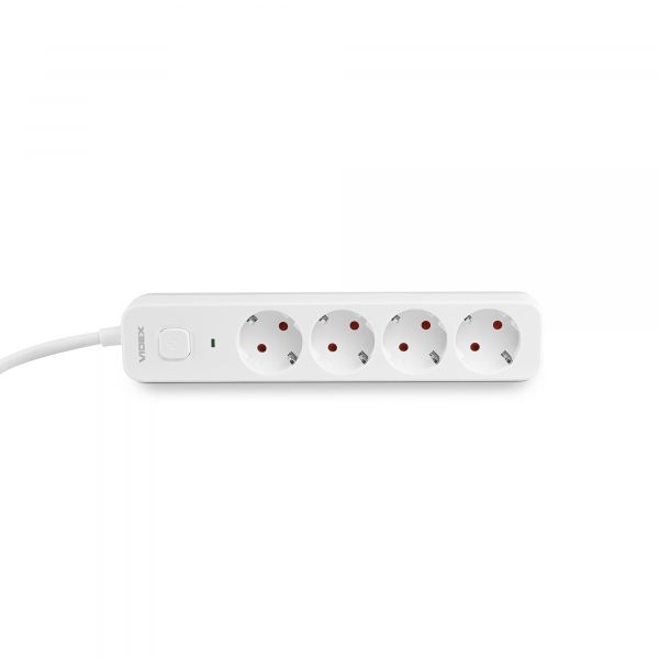 Сетевой удлинитель VIDEX ONCORD с/з 4п 3м (3x1.5мм) с кнопкой White