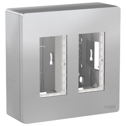 Блок unica system + открытая установка 2х4 Алюминий NU122430 Schneider Electric