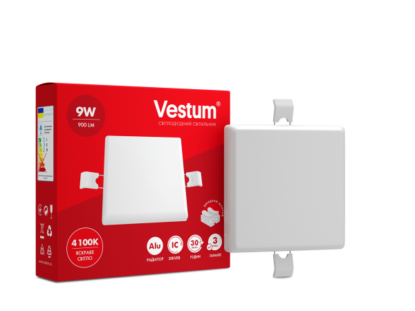 Світильник LED без рамки квадрат Vestum 9W 4100K