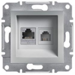 Розетка комп. и телеф (RJ45, Cat.5e UTP + RJ12) алюминий Asfora Schneider Electric EPH4900161
