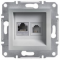 Розетка комп. и телеф (RJ45, Cat.5e UTP + RJ12) алюминий Asfora Schneider Electric EPH4900161
