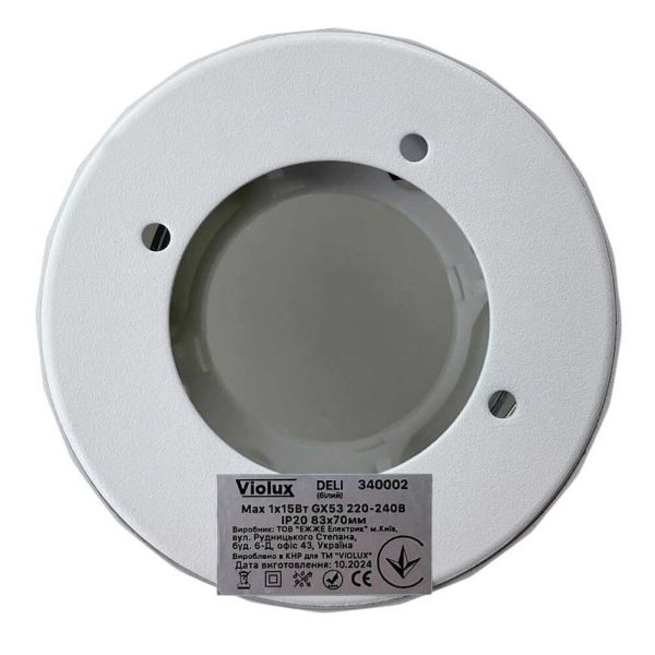 Світильник точковий накладний Violux Deli GX53 max 15W 220V IP20 коло білий