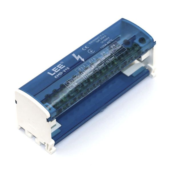 Шина N KMD-215 на DIN-рейку Takel в корпусе 2х15 синяя