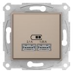 Двойная USB розетка 2,1A титан Sedna Schneider Electric SDN2710268