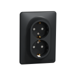 Подвійна розетка 2P+E з заземляючим контактом, Чорний Sedna Design Schneider Electric SDD314221