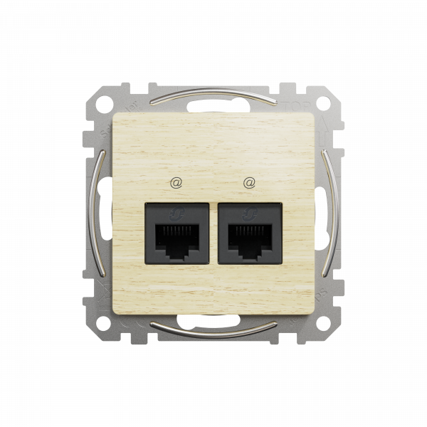 Компютерна розетка подвійна роз’єм RJ45 кат. 5е UTP Sedna Design & Elements Береза - імітація дерева Schneider Electric SDD180452