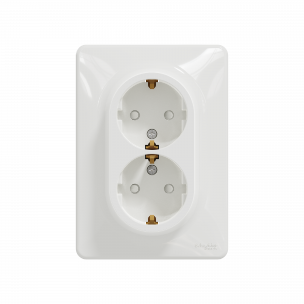 Подвійна розетка 2P+E з заземляючим контактом Білий Sedna Design Schneider Electric SDD311221