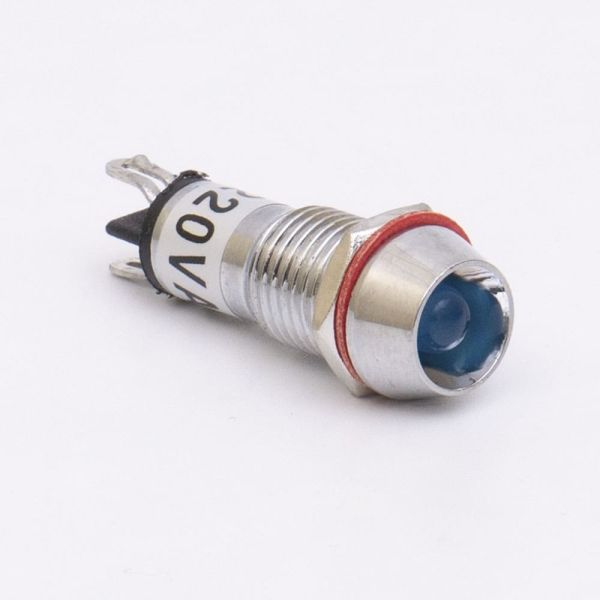 Светодиодный индикатор металлический AD22C-10 220v AС, голубой