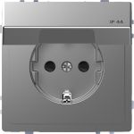 Розетка с заземлением и крышкой IP44 Merten D-Life MTN2314-6036 Нержавеющая сталь