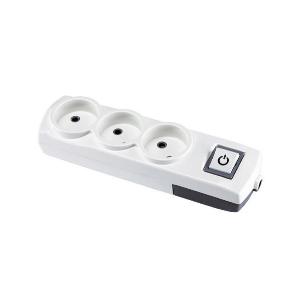 Колодка Violux 3 гнізда без заземлення з вимикачем білий