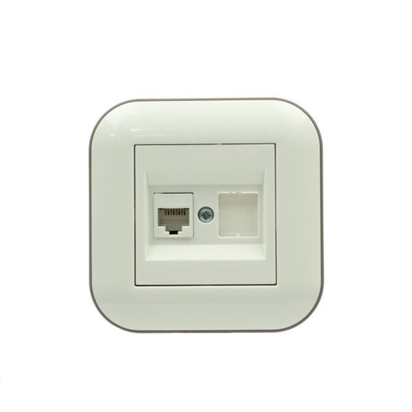 Розетка компьютерная (CAT6) Ovivo Loft белый+серый