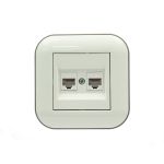 Розетка компьютерная двойная (CAT6) Ovivo Loft белый+серый