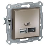 USB розетка тип A+C 2,4А Asfora Schneider Electric Бронза EPH2700369