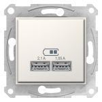 Двойная USB розетка 2,1A слоновая кость Sedna Schneider Electric SDN2710223