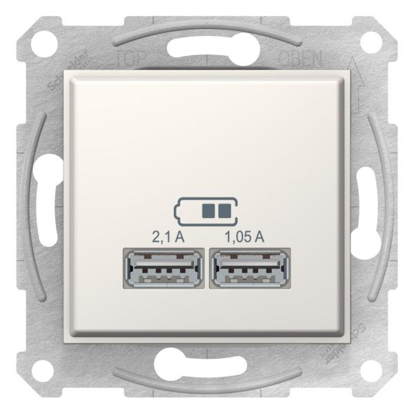 Двойная USB розетка 2,1A слоновая кость Sedna Schneider Electric SDN2710223