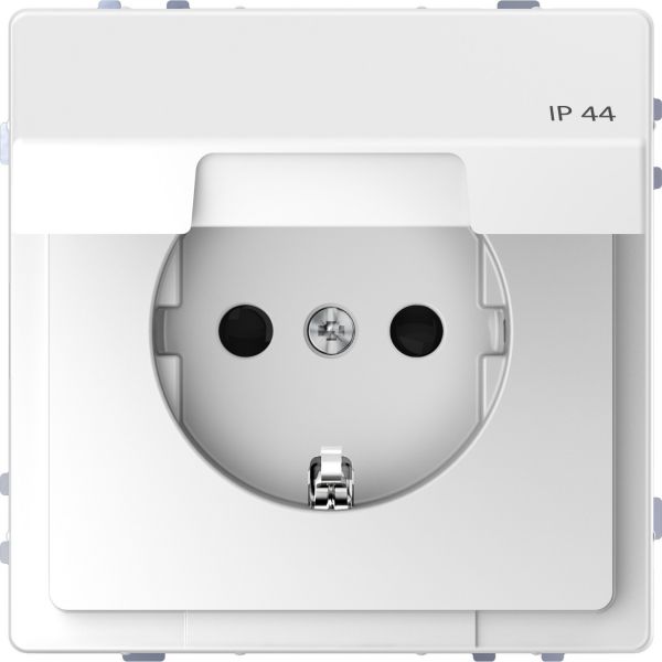 Розетка с заземлением и крышкой IP44 Merten D-Life MTN2314-6035 Белый лотос