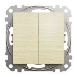 Двоклавішний вимикач з синьою LED підсвіткою, Sedna Design & Elements, Береза - імітація дерева, SDD180105L, Schneider Electric