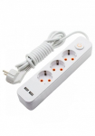 Удлинитель 3 гнезда + 2xUSB 5м с заземлением и кнопкой Lemanso LMK71007