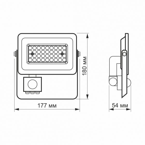 LED прожектор VIDEX F2e 30W 5000K с датчиком движения и освещения
